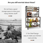 Brown/ Black 5-Tier Industrial Kitchen Bakers Rack Microwave Stand with Hutch,White Modern Kitchen Utility Storage Shelf
