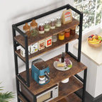 Brown/ Black 5-Tier Industrial Kitchen Bakers Rack Microwave Stand with Hutch,White Modern Kitchen Utility Storage Shelf