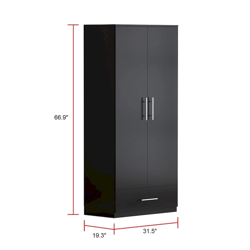 South Shore 2Door Wardrobe Armoire with Storage Drawer and hanging rod