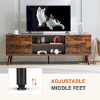 TV Stand for 55 60 inch TV, Entertainment Center with Storage Cabinet, Mid Century Modern Media Console Table, Adjustable Hinge