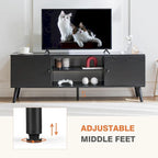 TV Stand for 55 60 inch TV, Entertainment Center with Storage Cabinet, Mid Century Modern Media Console Table, Adjustable Hinge