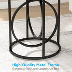20 in. Marble White Round Wood End Table with Gold O-shaped Base