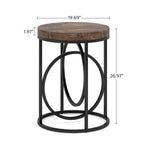 20 in. Marble White Round Wood End Table with Gold O-shaped Base