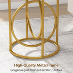 20 in. Marble White Round Wood End Table with Gold O-shaped Base