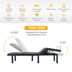 CO-Z Massaging Zero Gravity Adjustable Bed with Wireless Remote and Underbed Lighting