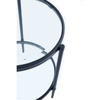 GZMR Modern Round Glass End Table Side Table with Shelf