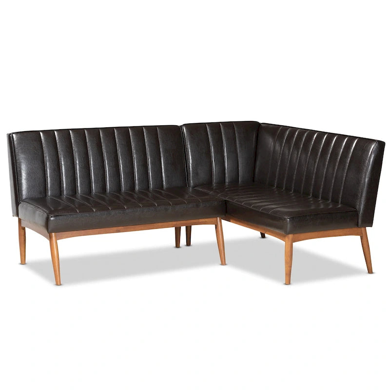 Daymond Mid-Century Modern 2-Piece Dining Nook Banquette Set