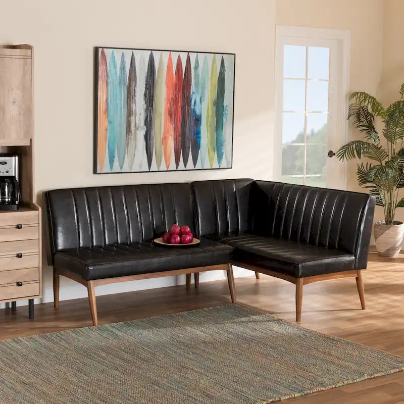 Daymond Mid-Century Modern 2-Piece Dining Nook Banquette Set