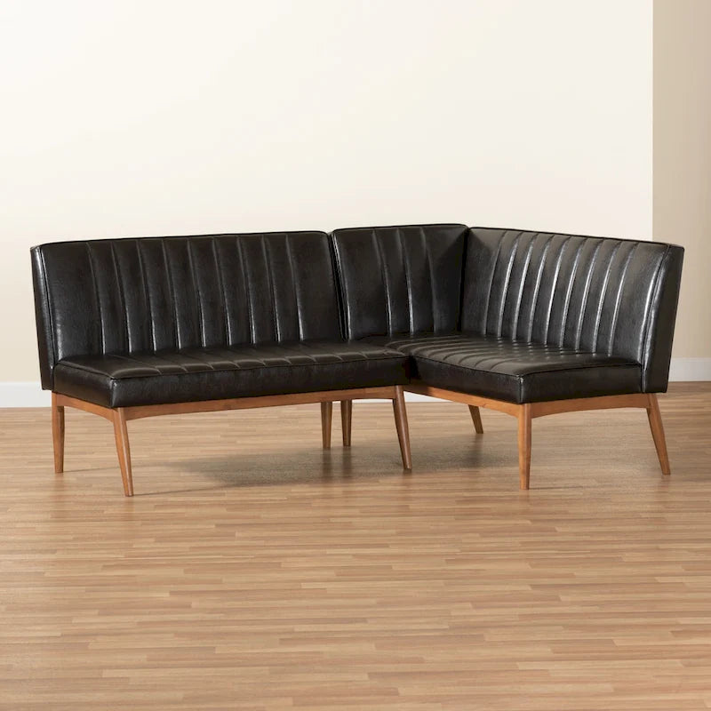Daymond Mid-Century Modern 2-Piece Dining Nook Banquette Set