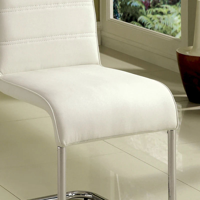 Benton Contemporary White Glass Top 7-Piece Dining Table Set by Furniture of America