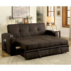 Kore Transitional Brown Fabric Tufted Storage Futon Sofa by Furniture of America