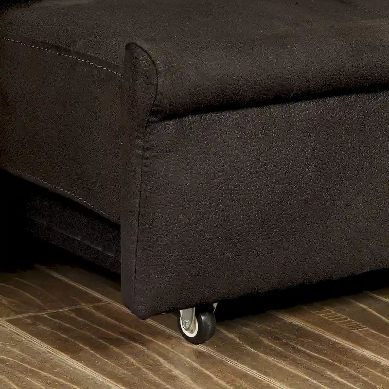 Kore Transitional Brown Fabric Tufted Storage Futon Sofa by Furniture of America