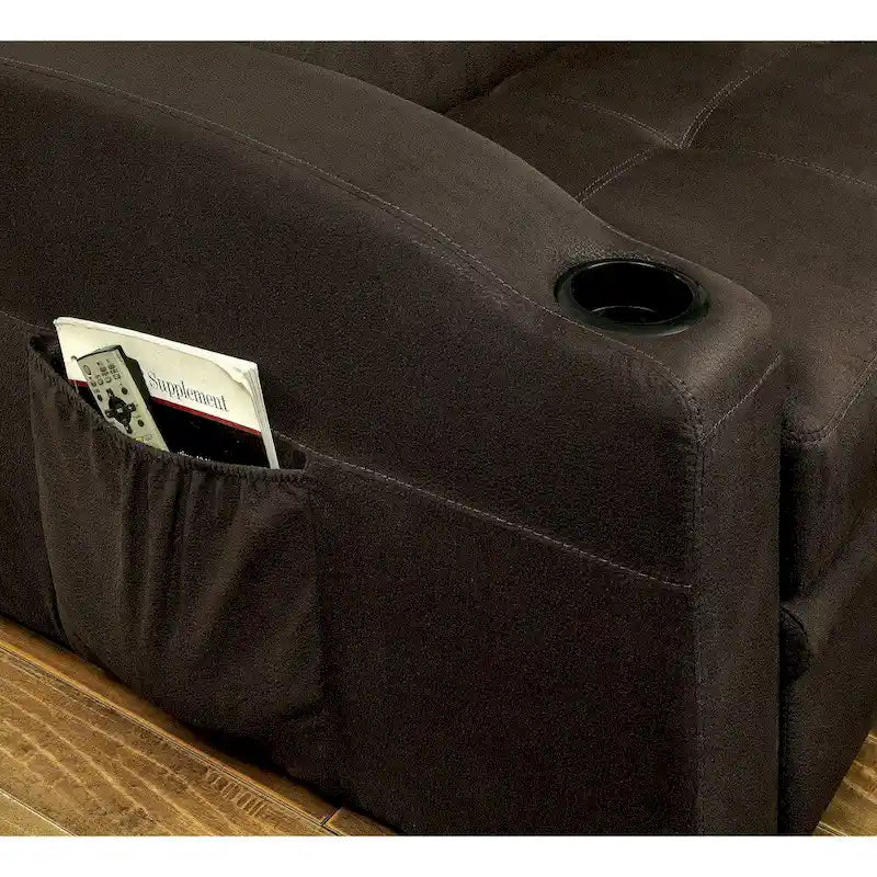 Kore Transitional Brown Fabric Tufted Storage Futon Sofa by Furniture of America