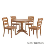 Wilmington II Round Pedestal Base Oak Finish 5-Piece Dining Set by iNSPIRE Q Classic