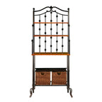 SEI Furniture Docherty Black Baker's Rack with Rattan Baskets