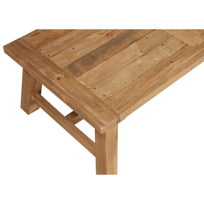 Pine Wood Coffee Table with Trestle Reinforced Sawhorse Base, Brown