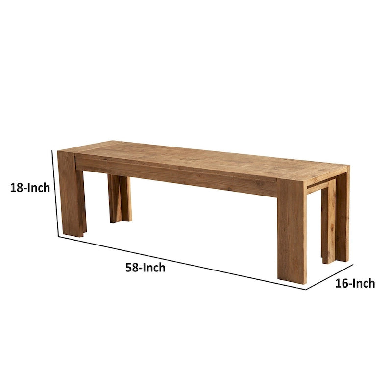Solid Acacia Wood Bench with Bracket Legs, Brown