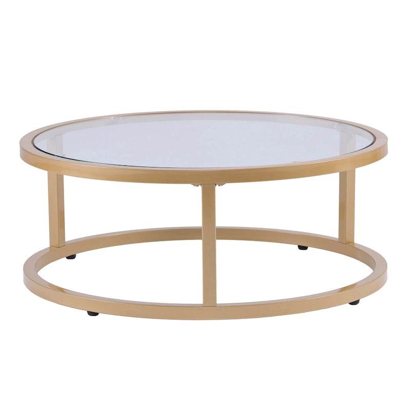 SEI Furniture Grant Round Gold Nesting Coffee Table - Set of 2