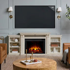 Tracey 84 TV Stand Electric Fireplace in Distressed White by Real Flame