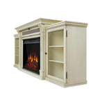 Tracey 84 TV Stand Electric Fireplace in Distressed White by Real Flame