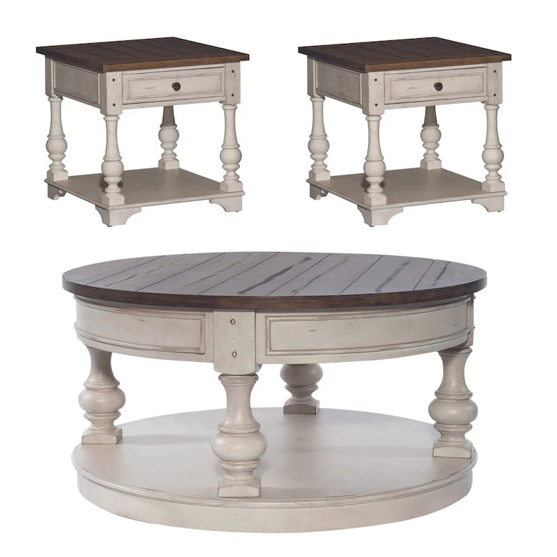 Morgan Creek Antique White Opt 3 Piece Set (1-Cocktail 2-End Tables)