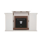 SEI Furniture Electric Fireplace 70-inch Mantel with Bookcase Storage, Ivory