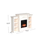 SEI Furniture Electric Fireplace 70-inch Mantel with Bookcase Storage, Ivory