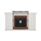 SEI Furniture Electric Fireplace 70-inch Mantel with Bookcase Storage, Ivory
