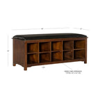 Joan Dark Walnut Faux Leather Storage Cube Entryway Bench
