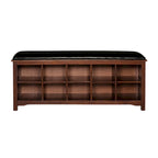 Joan Dark Walnut Faux Leather Storage Cube Entryway Bench