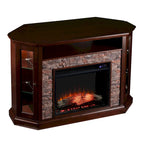 SEI Furniture Hermon Faux Stone Electric Fireplace Corner Media TV Stand for TV's up to 50