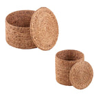 SEI Furniture Sachi Natural Woven Water Hyacinth Coffee Tables (Set of 2) with Storage