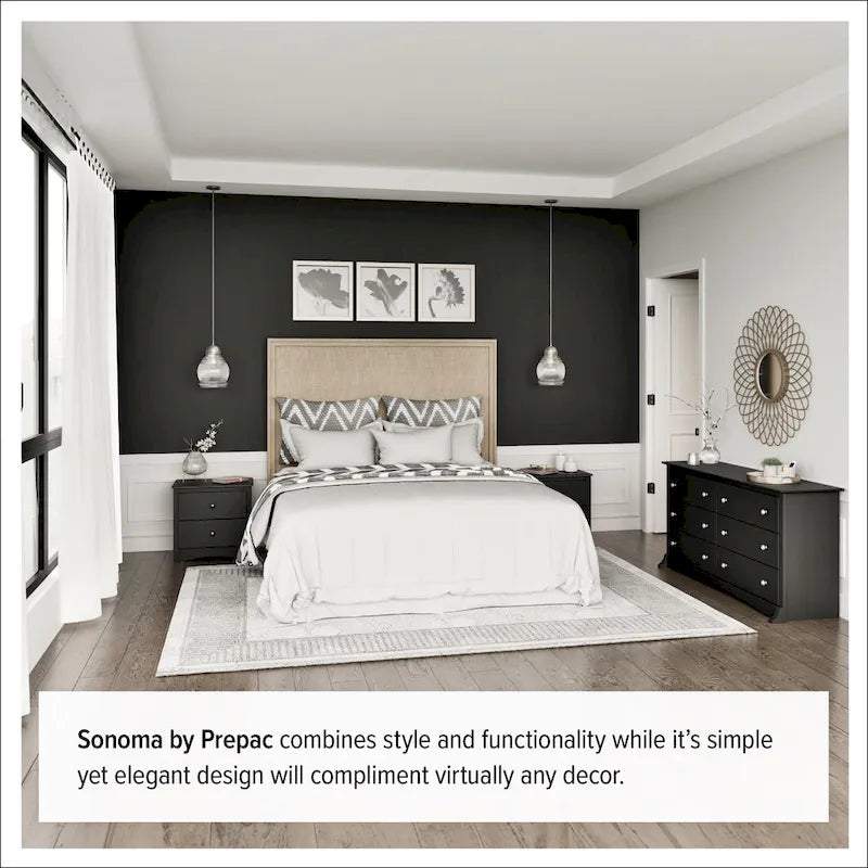 Black 6-Drawer Tall Dresser - Bedroom Storage