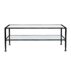 SEI Furniture Glenn Black Rectangle Metal Coffee Table with Glass Top and Bottom Shelf