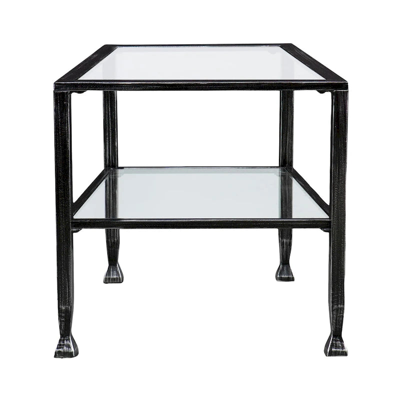 SEI Furniture Glenn Black Rectangle Metal Coffee Table with Glass Top and Bottom Shelf
