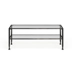 SEI Furniture Glenn Black Rectangle Metal Coffee Table with Glass Top and Bottom Shelf