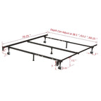 7-Leg Heavy Duty Queen Bed Frame with Center Support & Locking Wheel