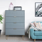 4 Drawers Chest Of Dresser Tall Storage Tower Cabinet with Metal Legs For Bedroom Living Room
