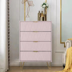 4 Drawers Chest Of Dresser Tall Storage Tower Cabinet with Metal Legs For Bedroom Living Room