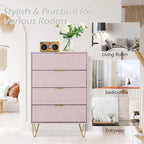 4 Drawers Chest Of Dresser Tall Storage Tower Cabinet with Metal Legs For Bedroom Living Room