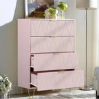 4 Drawers Chest Of Dresser Tall Storage Tower Cabinet with Metal Legs For Bedroom Living Room