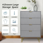 4 Drawers Chest Of Dresser Tall Storage Tower Cabinet with Metal Legs For Bedroom Living Room