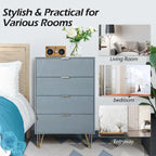 4 Drawers Chest Of Dresser Tall Storage Tower Cabinet with Metal Legs For Bedroom Living Room
