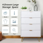 4 Drawers Chest Of Dresser Tall Storage Tower Cabinet with Metal Legs For Bedroom Living Room