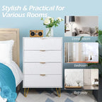 4 Drawers Chest Of Dresser Tall Storage Tower Cabinet with Metal Legs For Bedroom Living Room