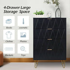4 Drawers Chest Of Dresser Tall Storage Tower Cabinet with Metal Legs For Bedroom Living Room