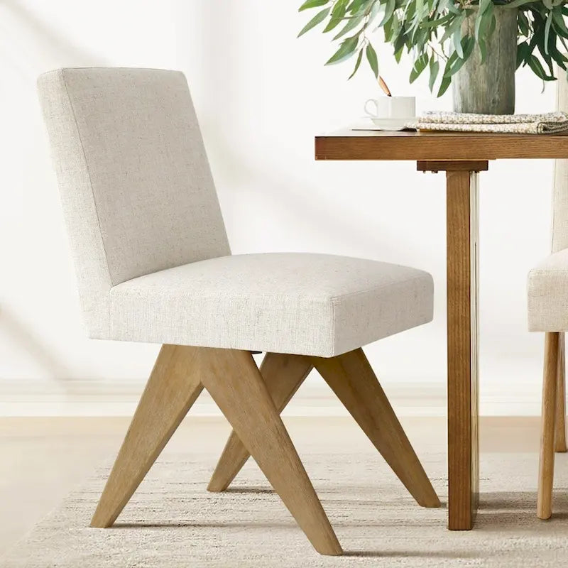 Linen Mid Century Modern Dining Chair
