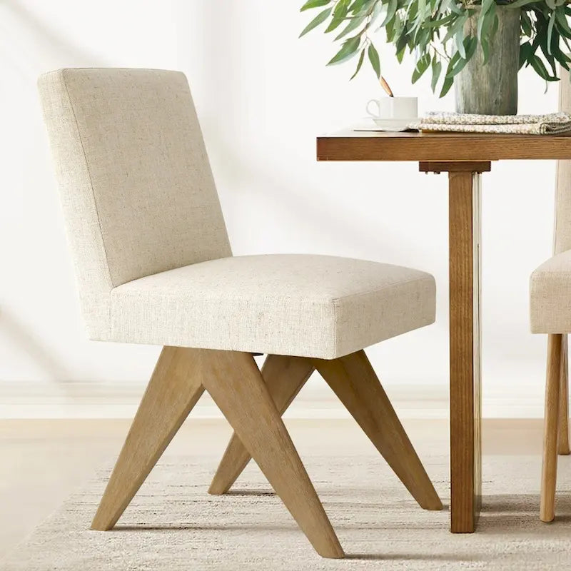 Linen Mid Century Modern Dining Chair