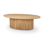 Terra 48L x 28W x 15H Dark Brown Wood Oval Fluted Coffee Table