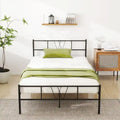 Twin Size Metal Platform Bed Frame with Headboard Footboard, Heavy Duty Steel Slat Support, Easy Assembly Mattress Foundation